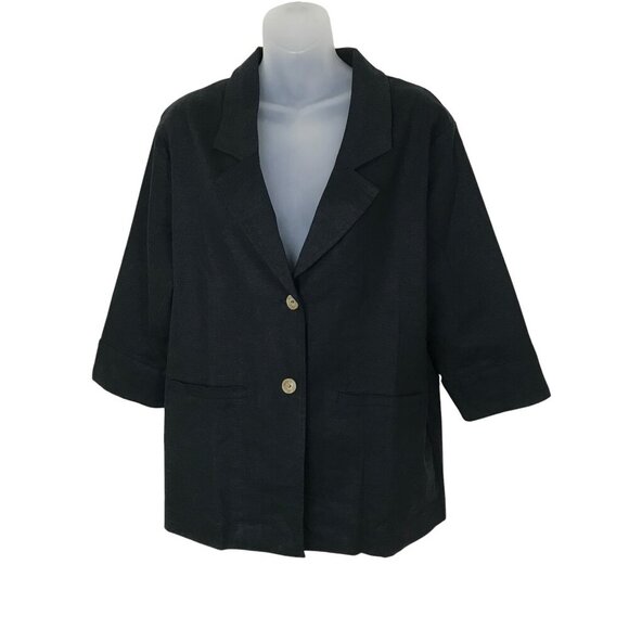 NWT Moussy Black Linen Blend Blazer Size F one size - Picture 1 of 7
